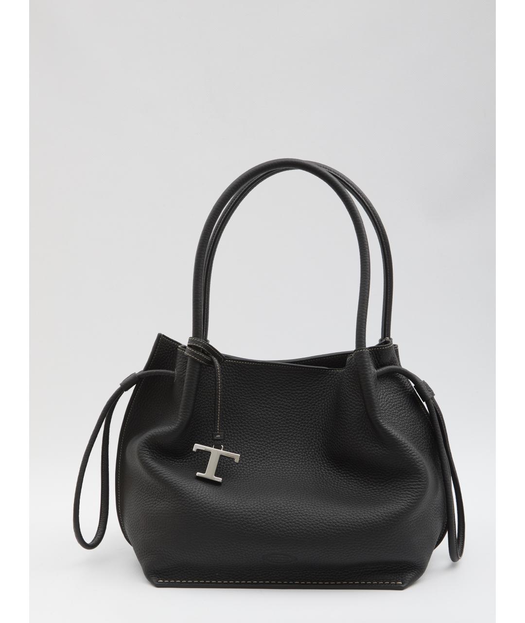 TOD'S Черная кожаная сумка тоут, фото 5