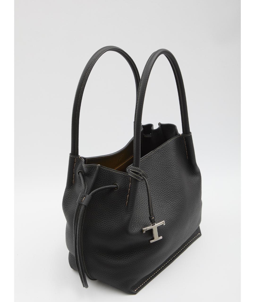 TOD'S Черная кожаная сумка тоут, фото 4