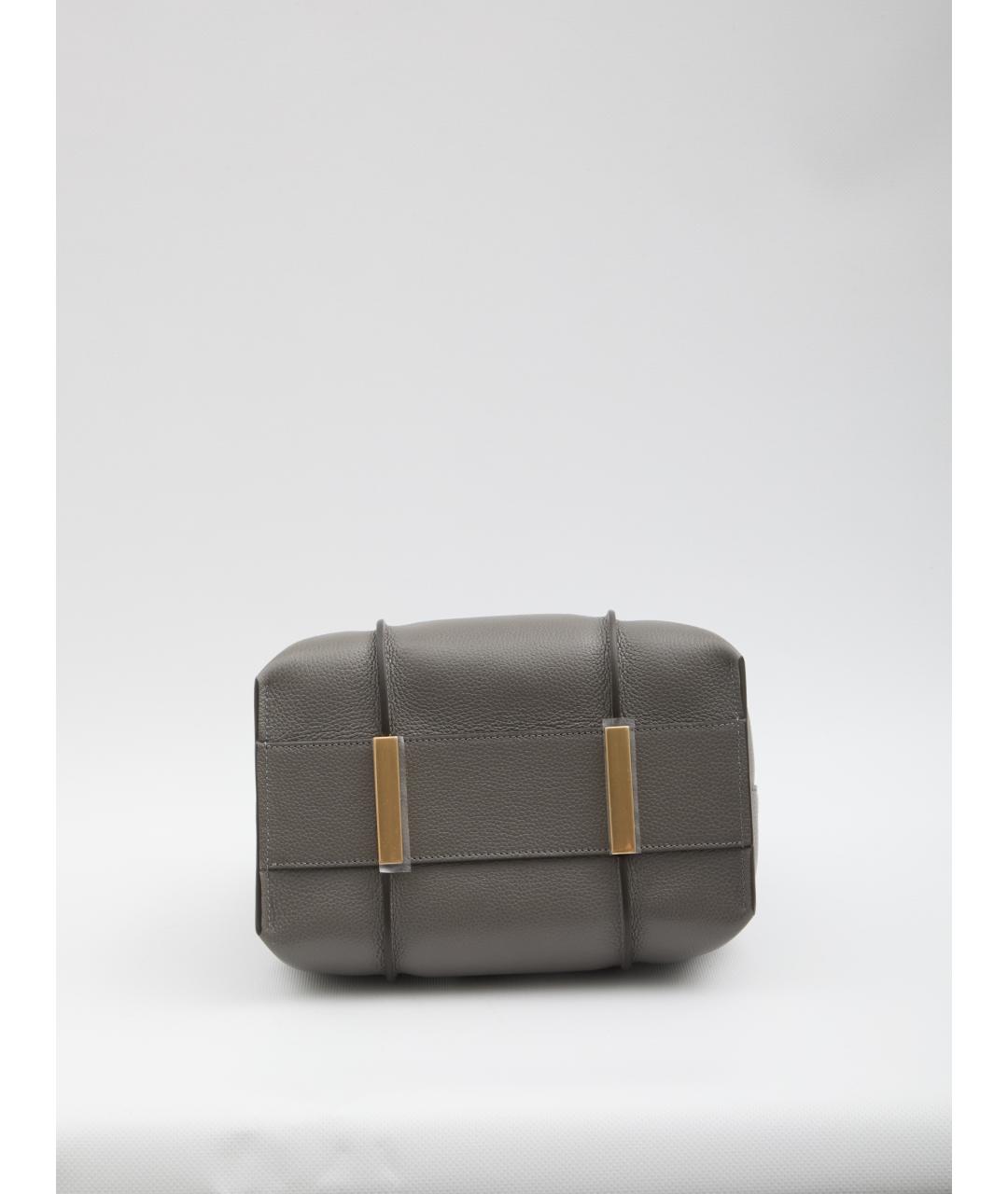 TOD'S Серая кожаная сумка тоут, фото 3