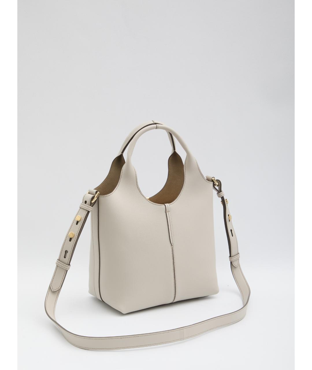 TOD'S Белая кожаная сумка тоут, фото 3