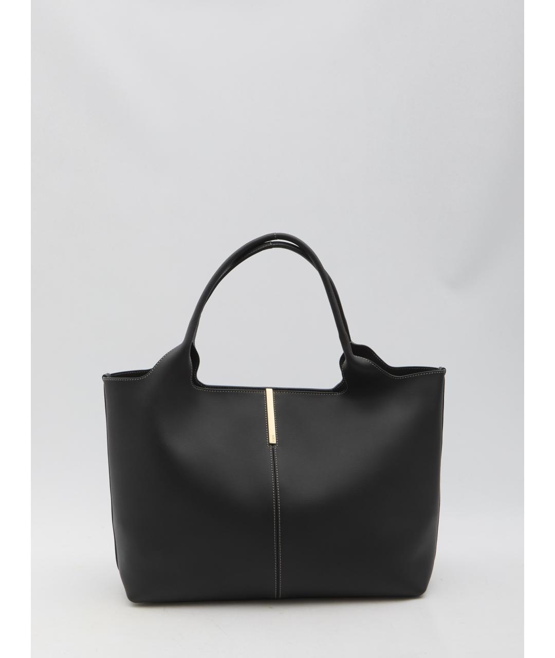 TOD'S Черная кожаная сумка тоут, фото 2