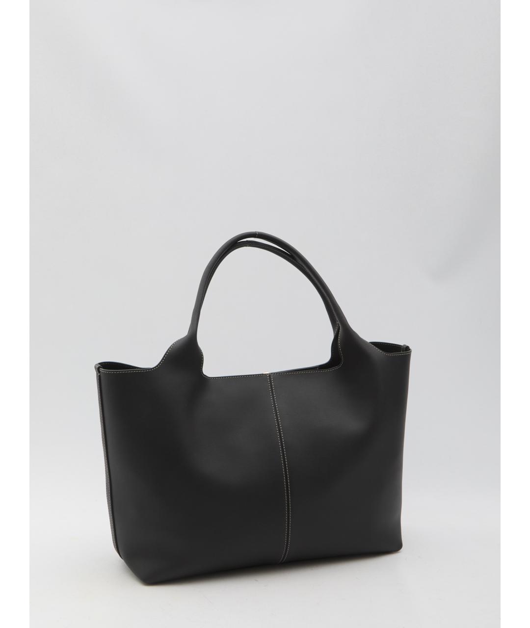 TOD'S Черная кожаная сумка тоут, фото 3