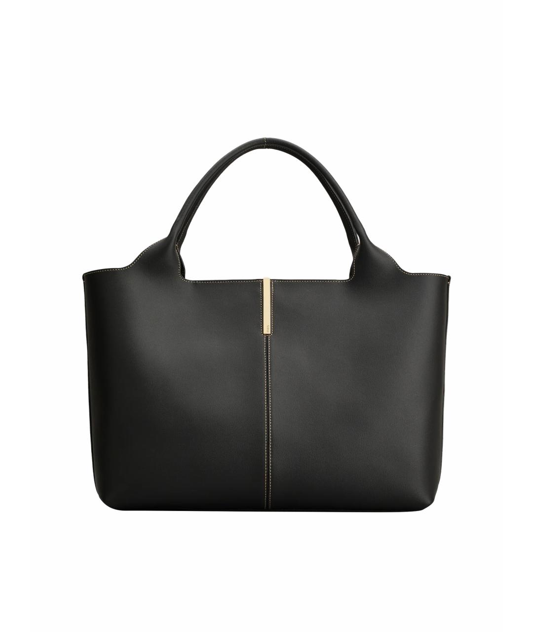 TOD'S Черная кожаная сумка тоут, фото 1