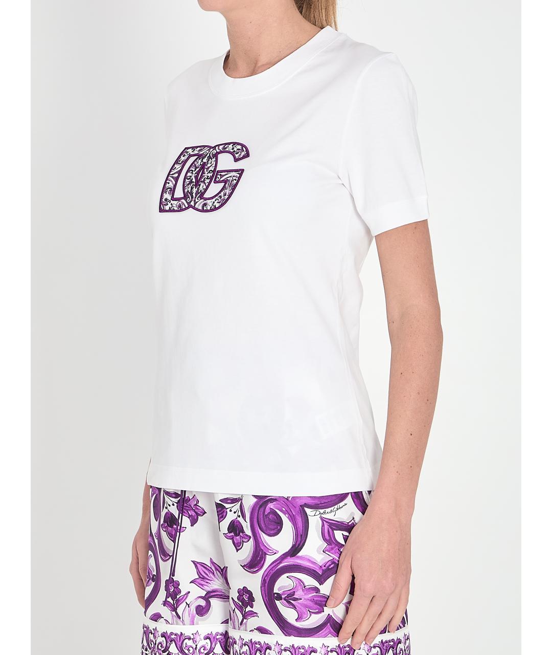 DOLCE&GABBANA Белая хлопковая футболка, фото 3