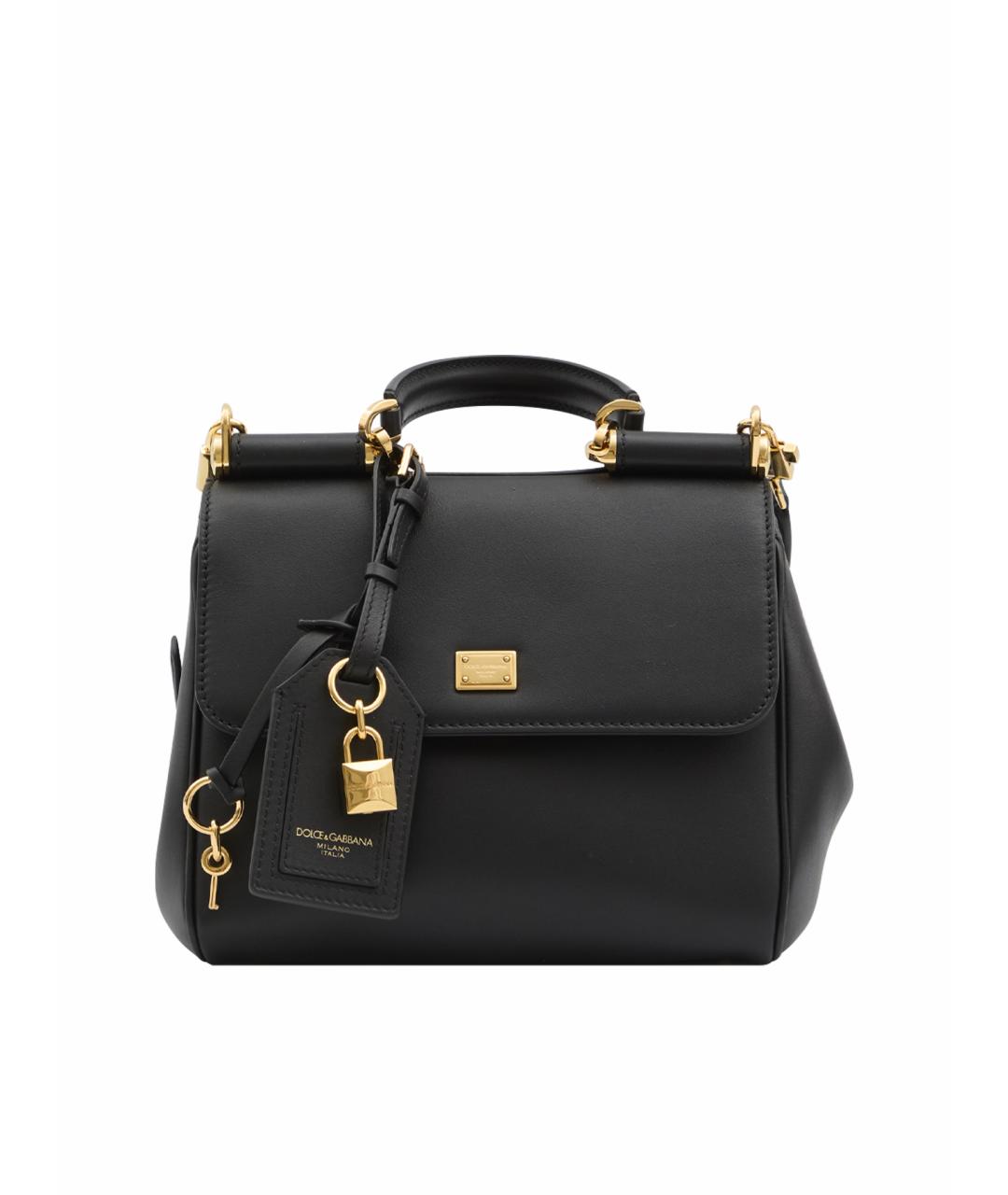 DOLCE&GABBANA Черная кожаная сумка с короткими ручками, фото 1