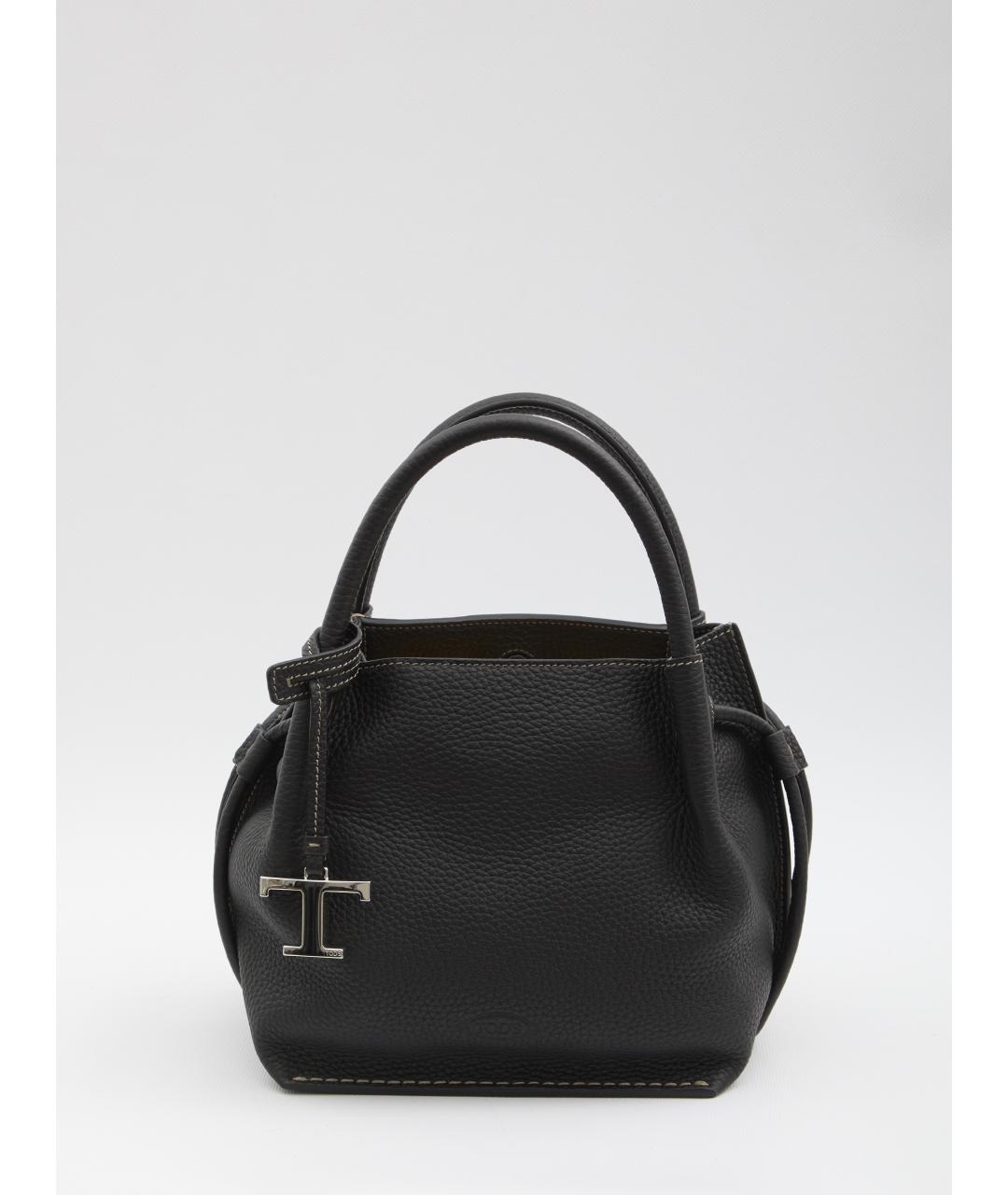 TOD'S Черная кожаная сумка тоут, фото 5