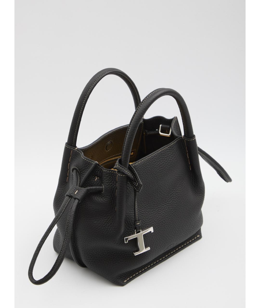 TOD'S Черная кожаная сумка тоут, фото 4
