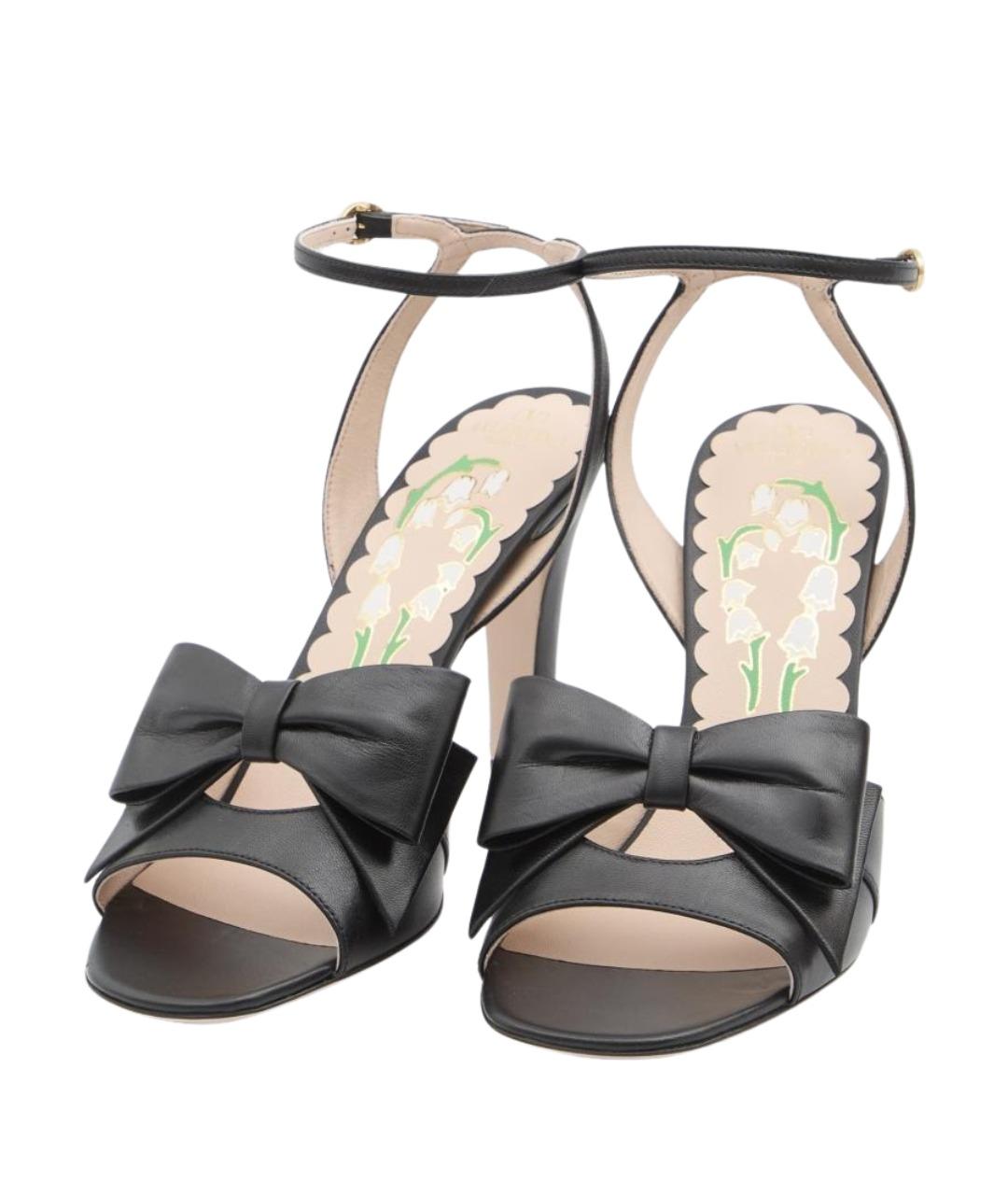 VALENTINO Черные кожаные босоножки, фото 2
