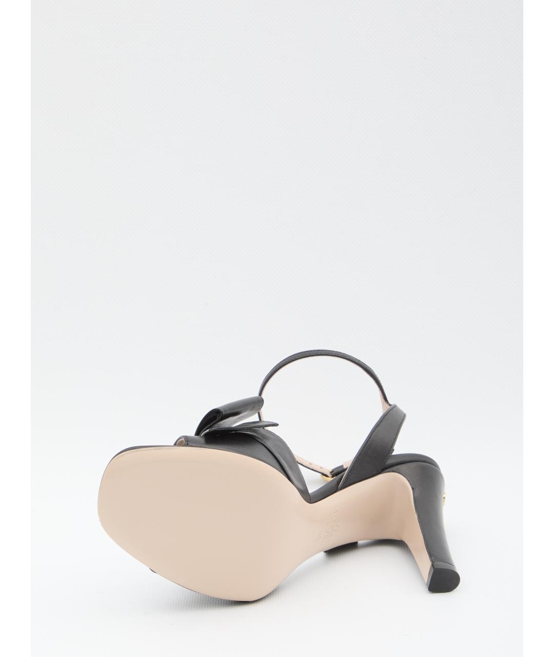 VALENTINO Черные кожаные босоножки, фото 4