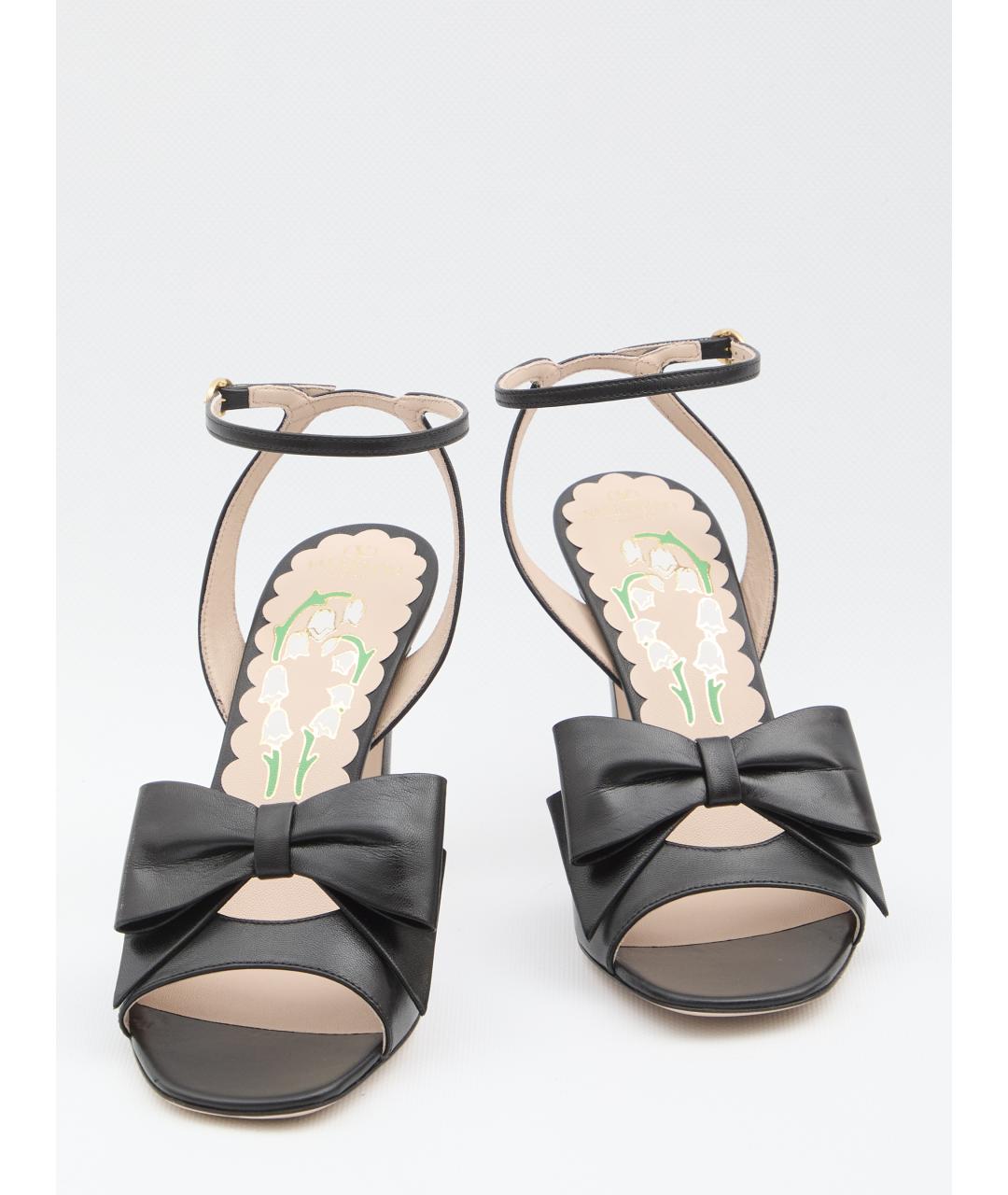 VALENTINO Черные кожаные босоножки, фото 5