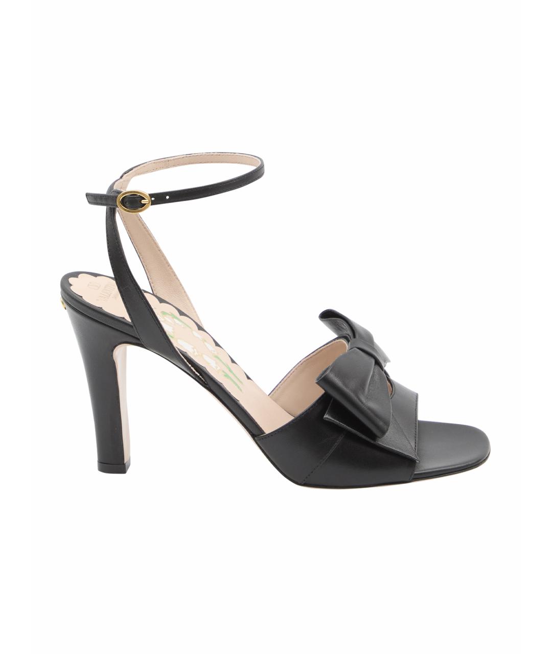 VALENTINO Черные кожаные босоножки, фото 1