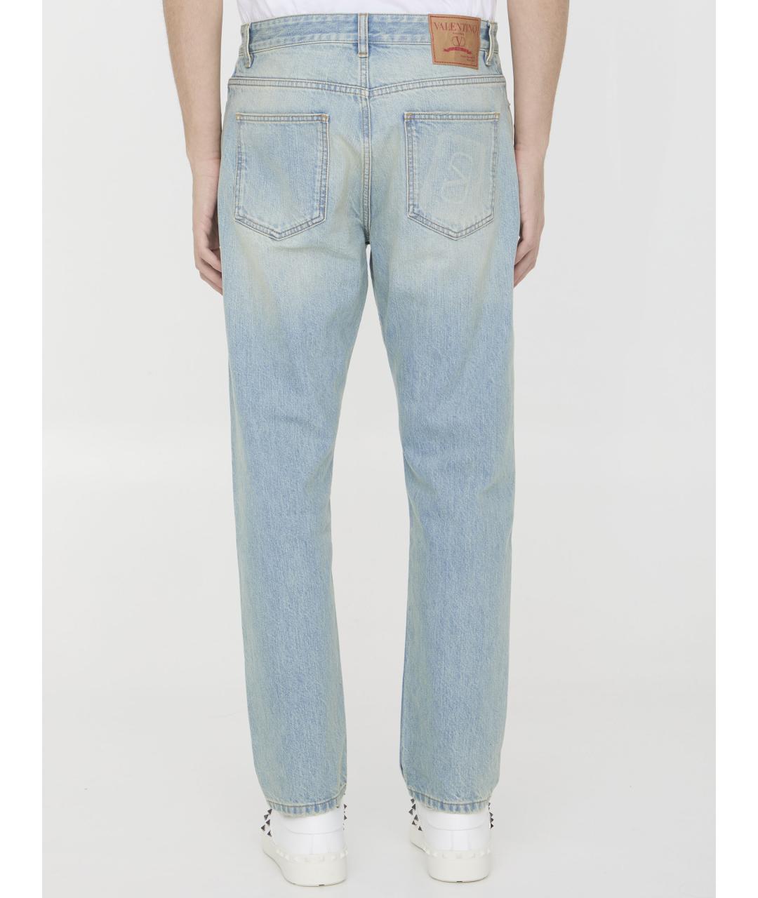 VALENTINO Голубые хлопковые прямые джинсы, фото 5