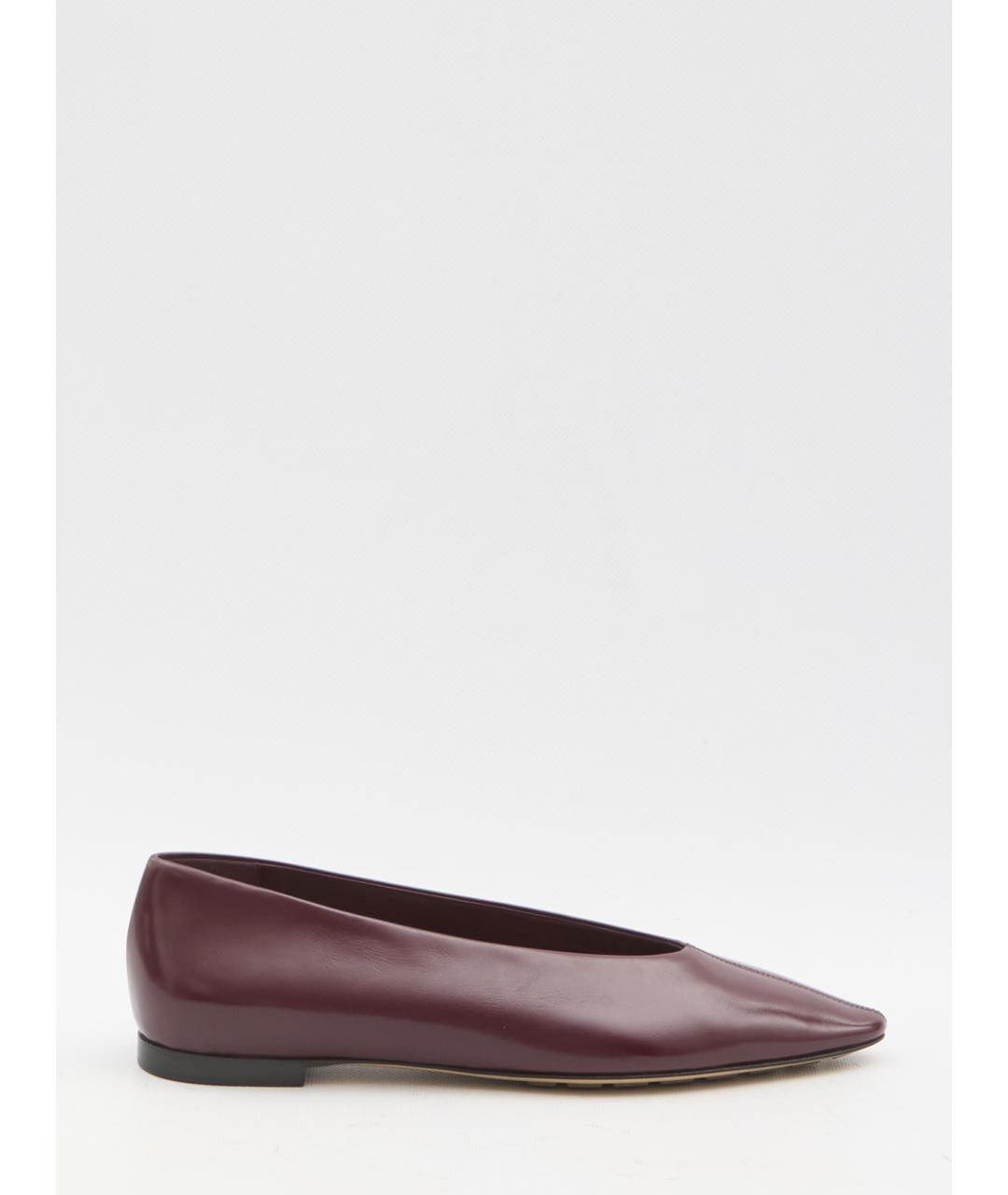 BOTTEGA VENETA Бордовые кожаные балетки, фото 6