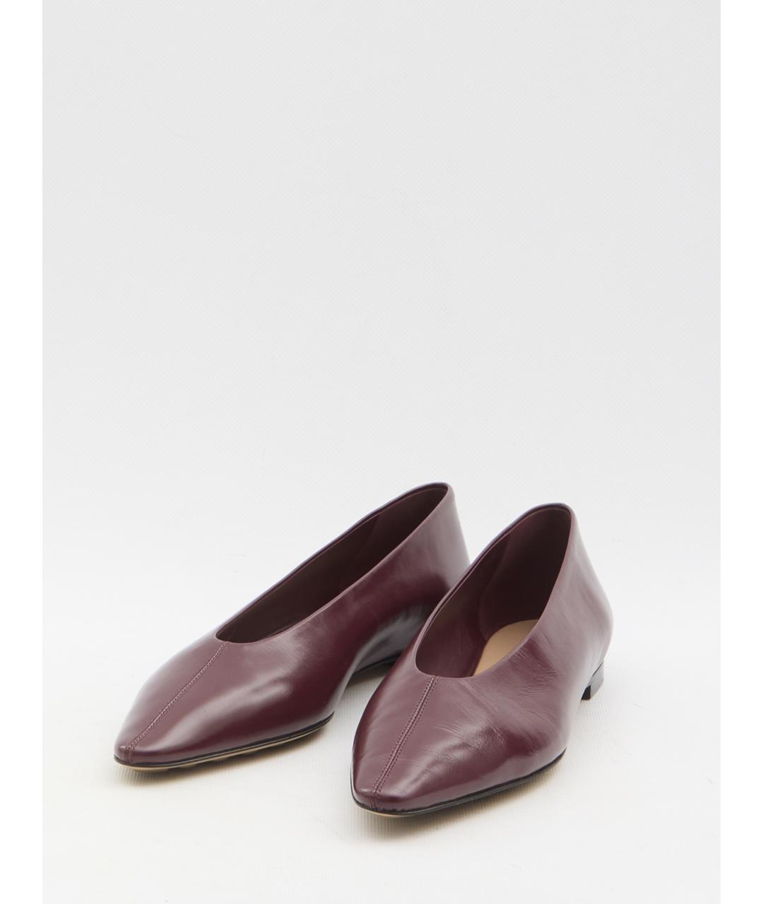 BOTTEGA VENETA Бордовые кожаные балетки, фото 2