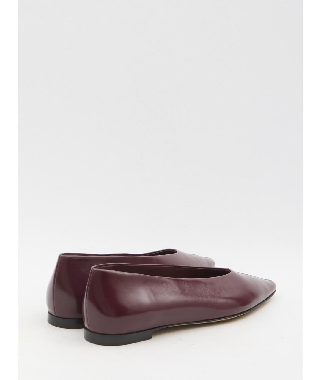 BOTTEGA VENETA Бордовые кожаные балетки, фото 3