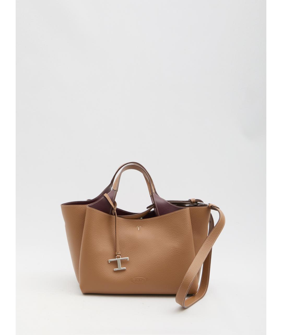 TOD'S Бежевая кожаная сумка тоут, фото 2