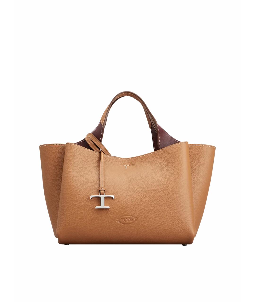 TOD'S Бежевая кожаная сумка тоут, фото 1