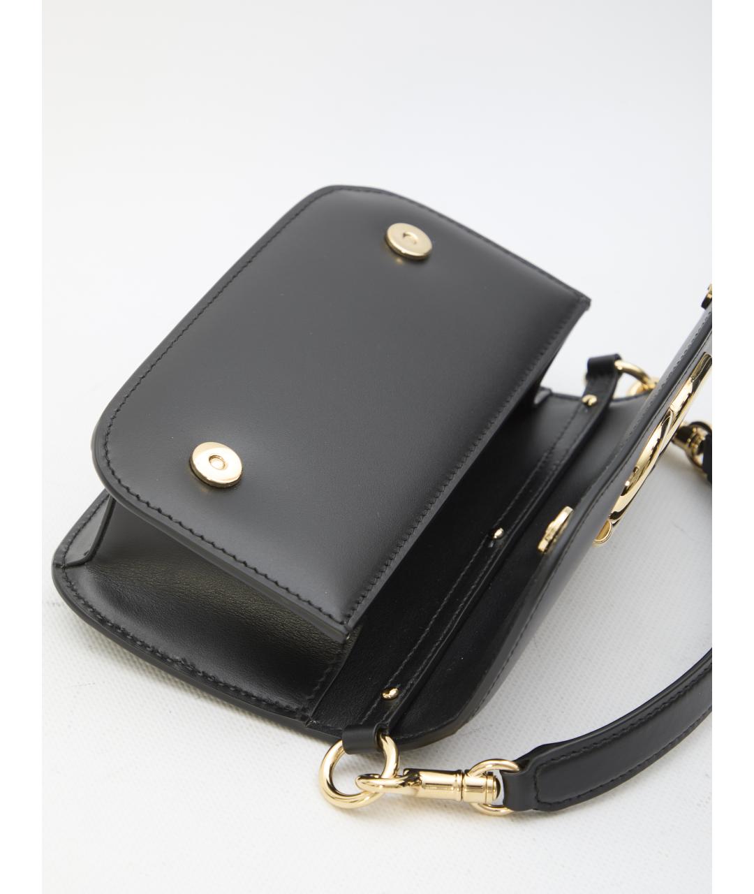 DOLCE&GABBANA Черная кожаная сумка с короткими ручками, фото 4