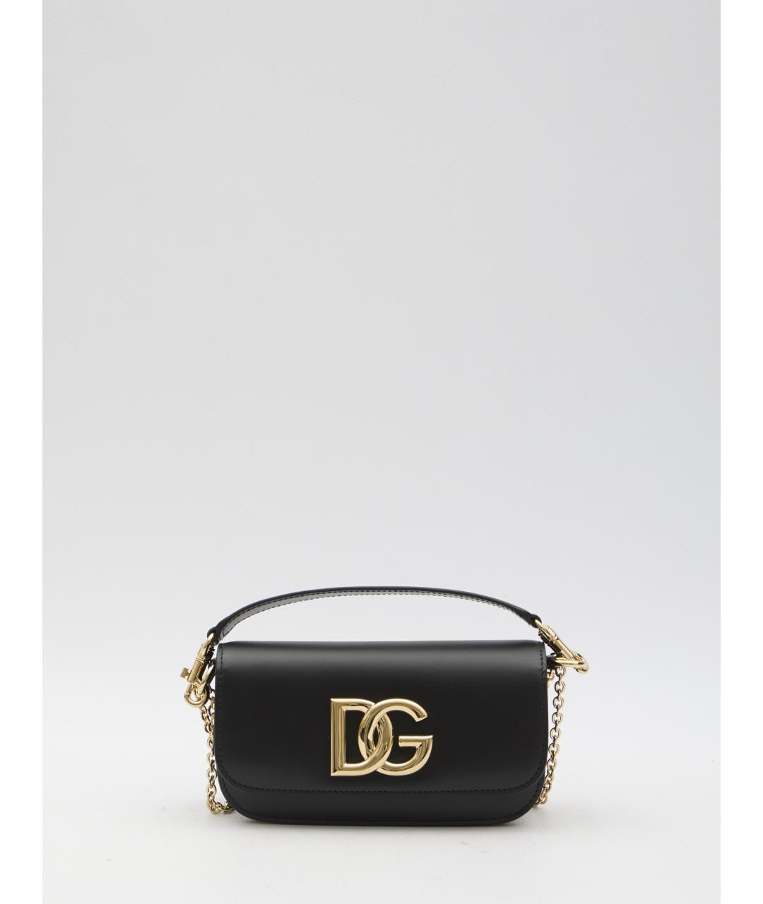DOLCE&GABBANA Черная кожаная сумка с короткими ручками, фото 5