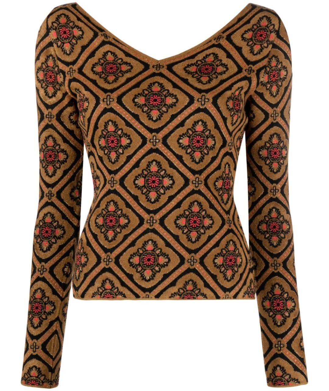 ETRO Коричневый шерстяной джемпер / свитер, фото 1