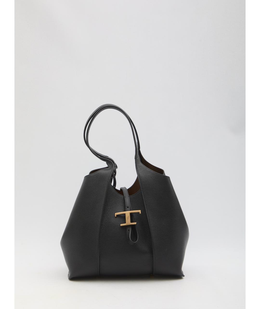TOD'S Черная кожаная сумка тоут, фото 2