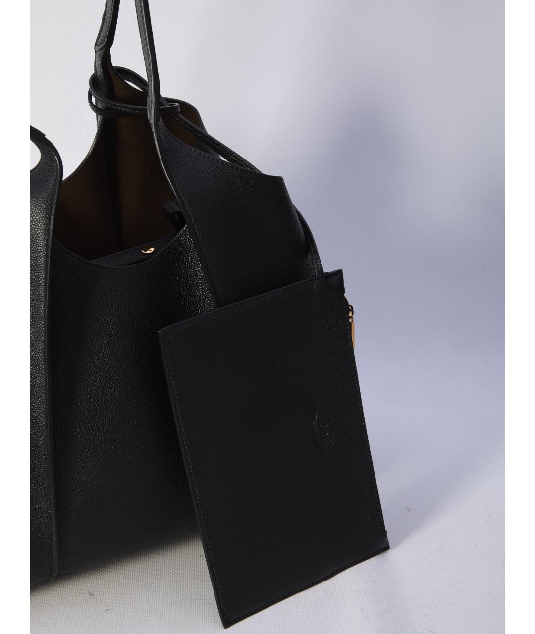 TOD'S Черная кожаная сумка тоут, фото 5