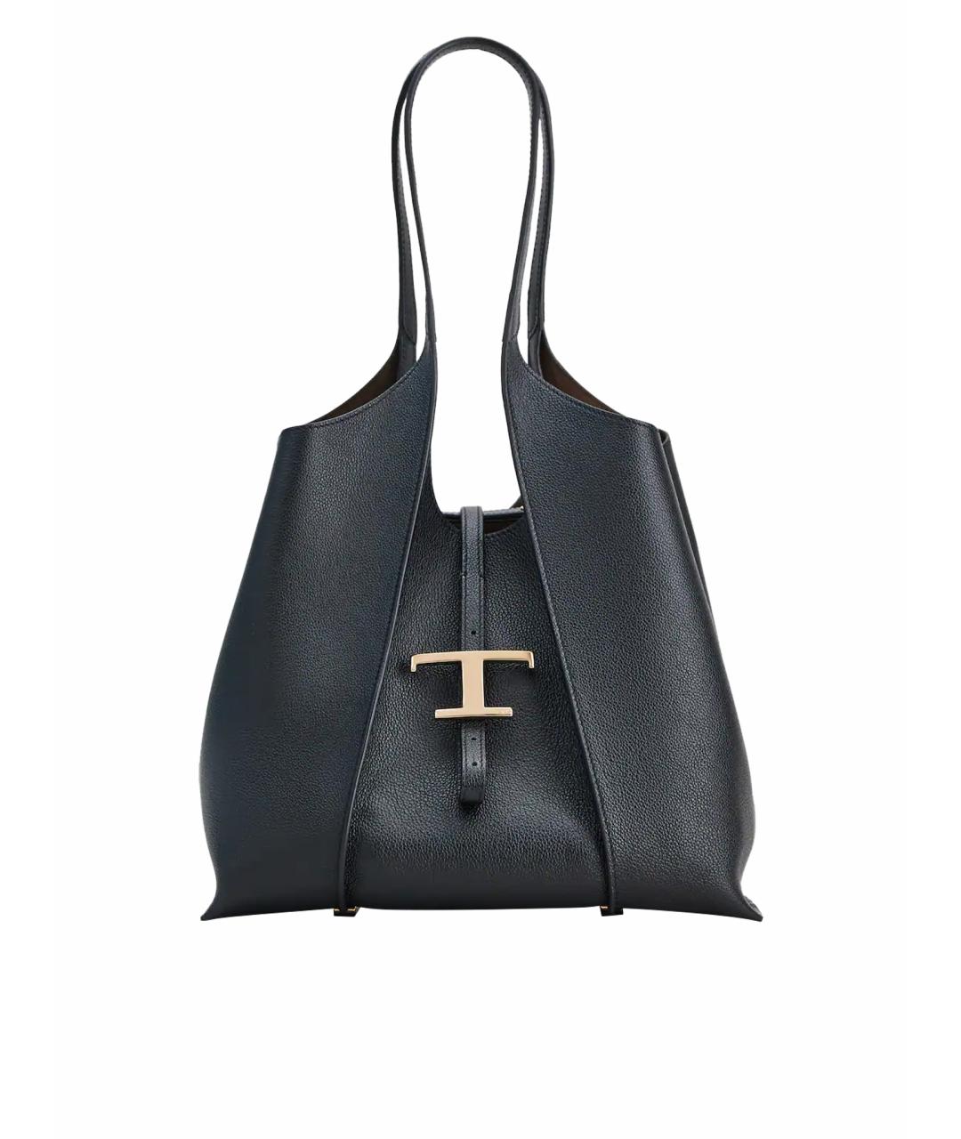 TOD'S Черная кожаная сумка тоут, фото 1