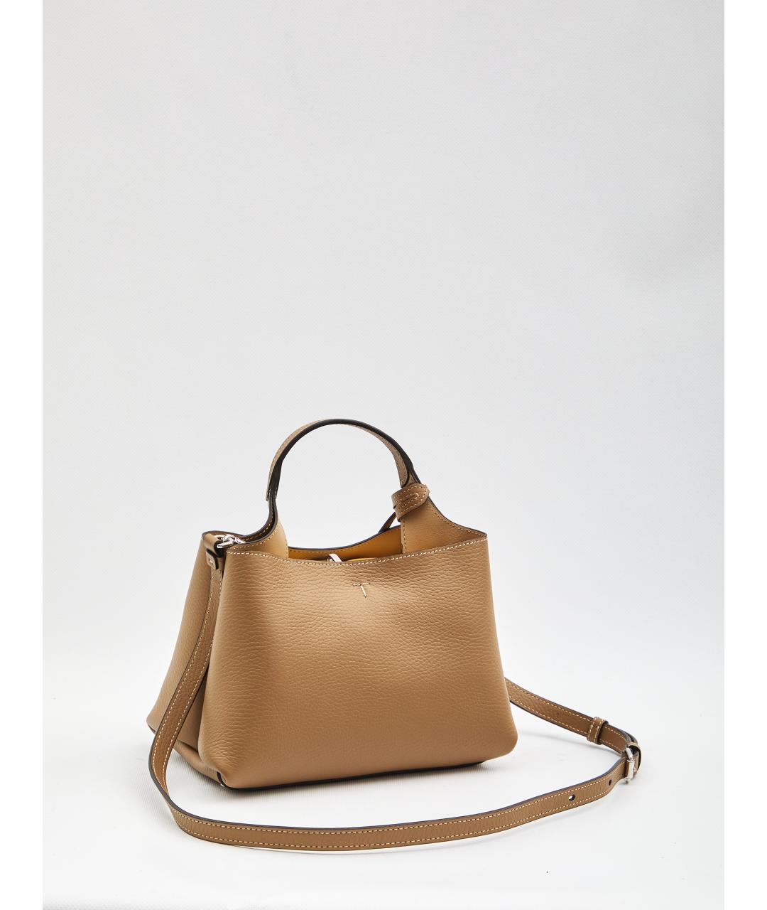 TOD'S Бежевая кожаная сумка тоут, фото 3