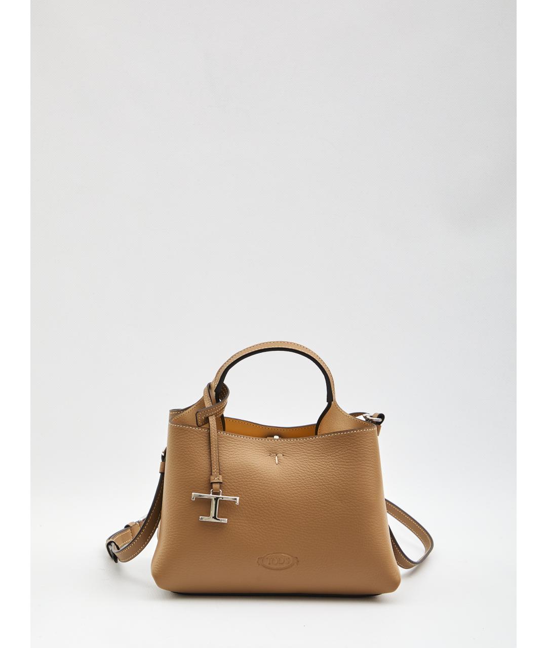 TOD'S Бежевая кожаная сумка тоут, фото 2