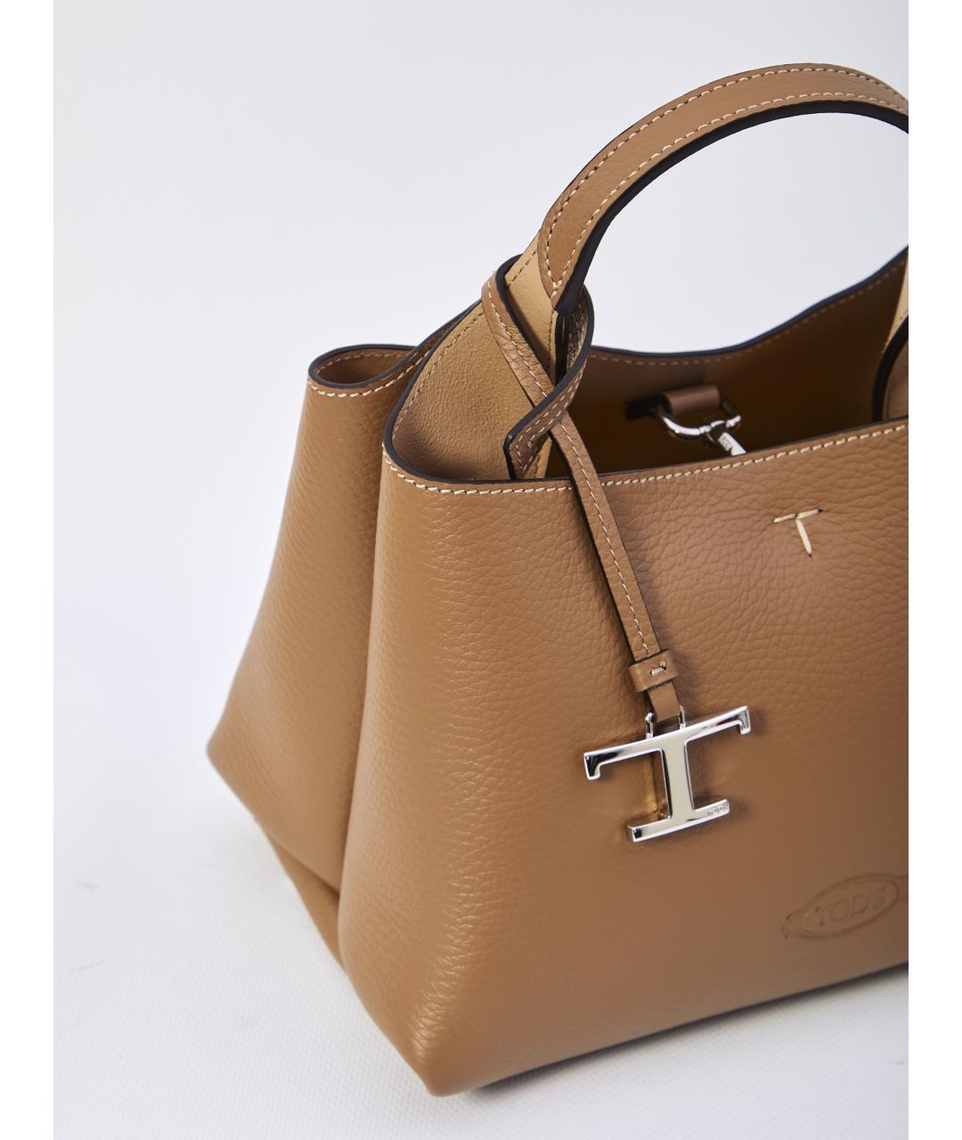 TOD'S Бежевая кожаная сумка тоут, фото 5