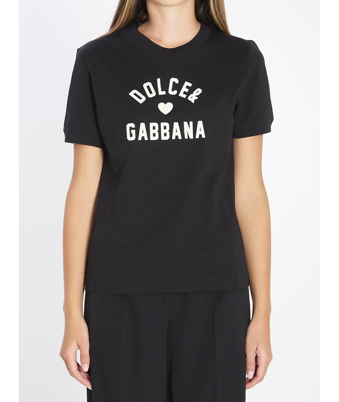 DOLCE&GABBANA Черная хлопковая футболка, фото 2