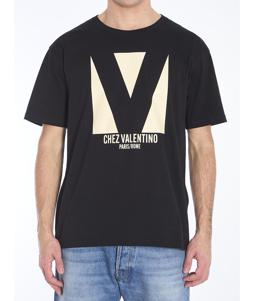 VALENTINO Черная хлопковая футболка, фото 2