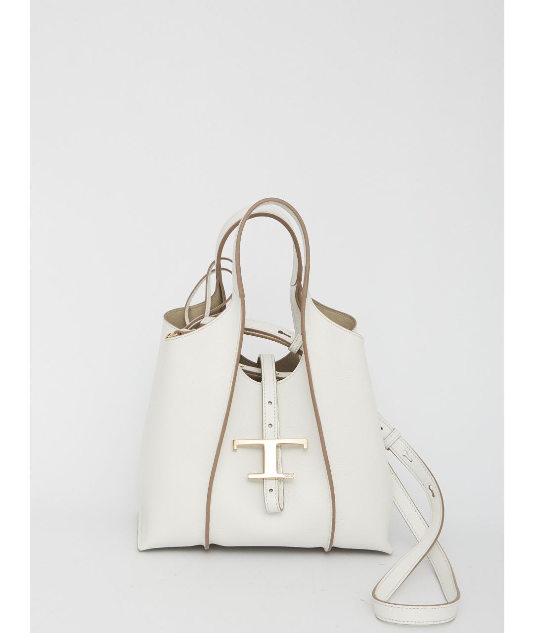 TOD'S Белая кожаная сумка тоут, фото 2