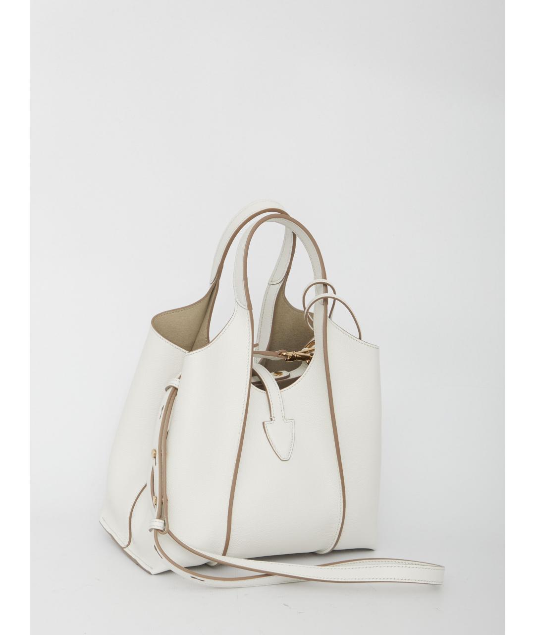 TOD'S Белая кожаная сумка тоут, фото 3