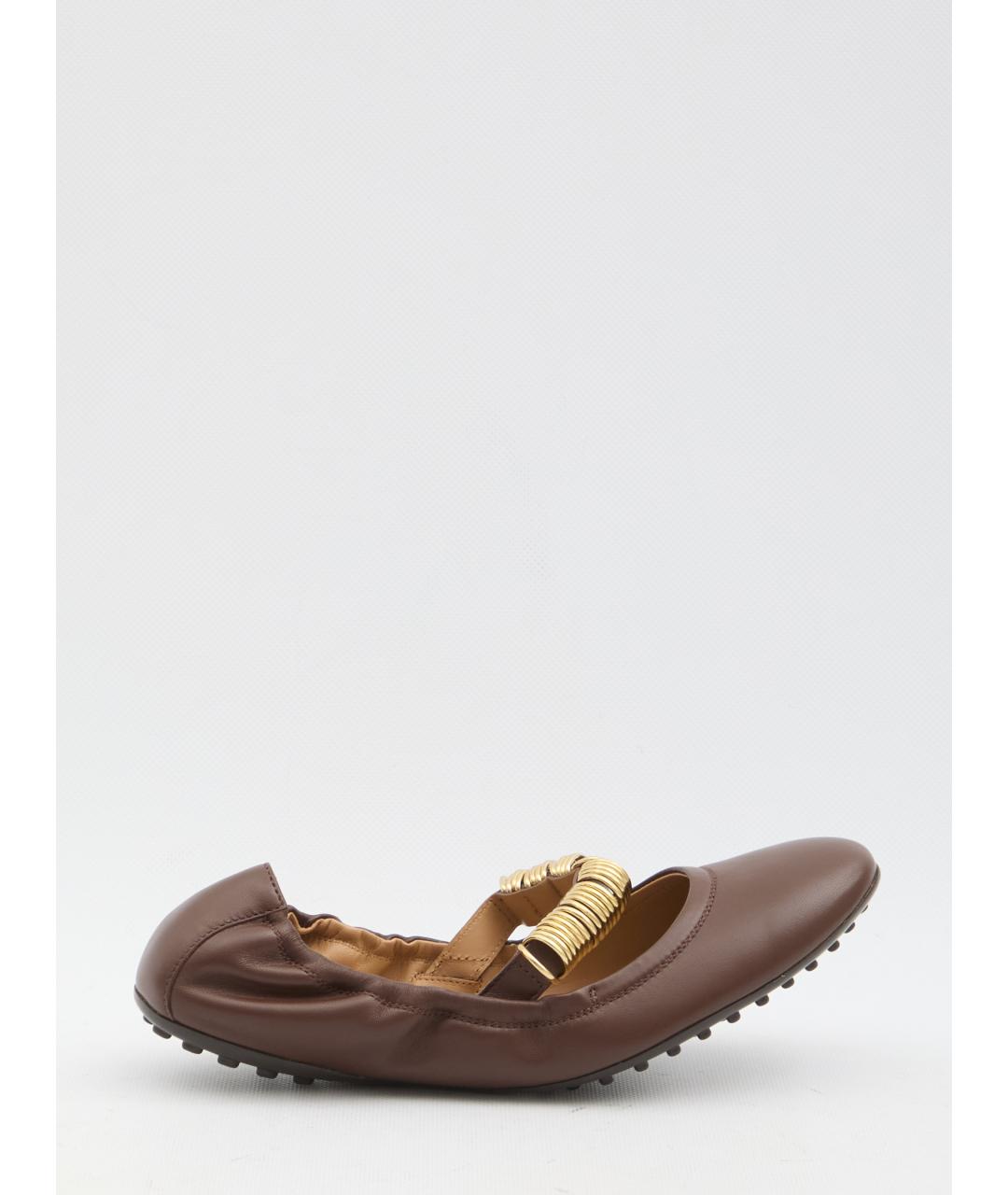 TOD'S Коричневые кожаные балетки, фото 6