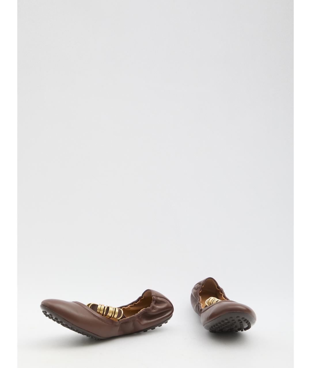 TOD'S Коричневые кожаные балетки, фото 5