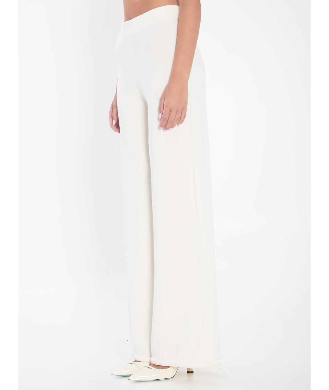 MAX MARA Белые шерстяные прямые брюки, фото 3