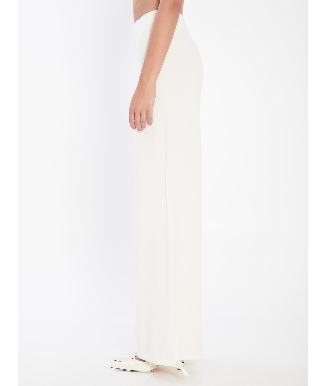 MAX MARA Белые шерстяные прямые брюки, фото 4