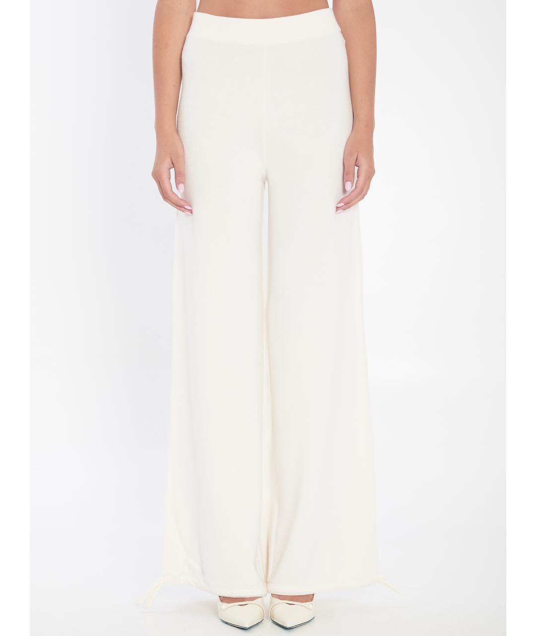 MAX MARA Белые шерстяные прямые брюки, фото 2
