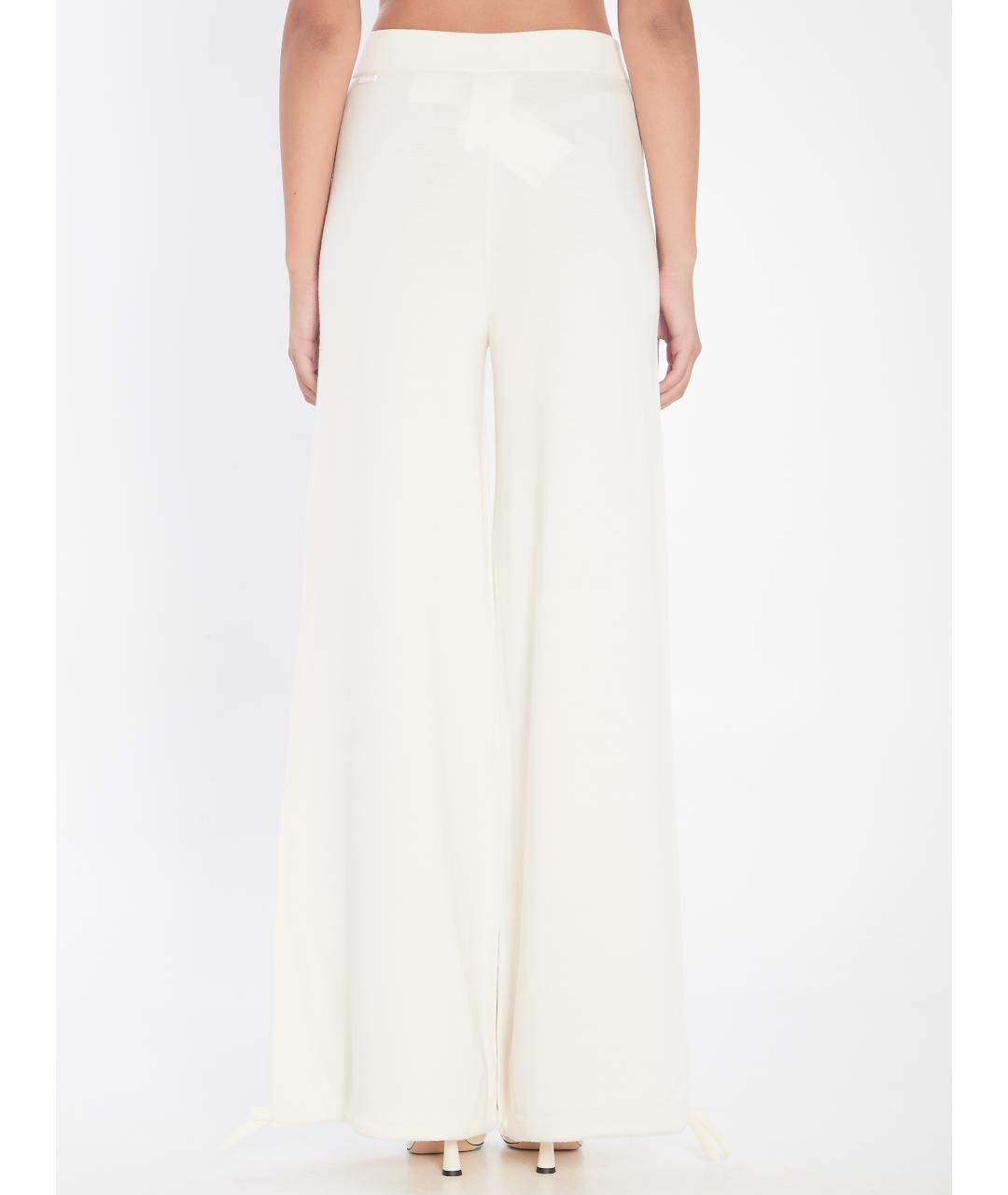 MAX MARA Белые шерстяные прямые брюки, фото 5