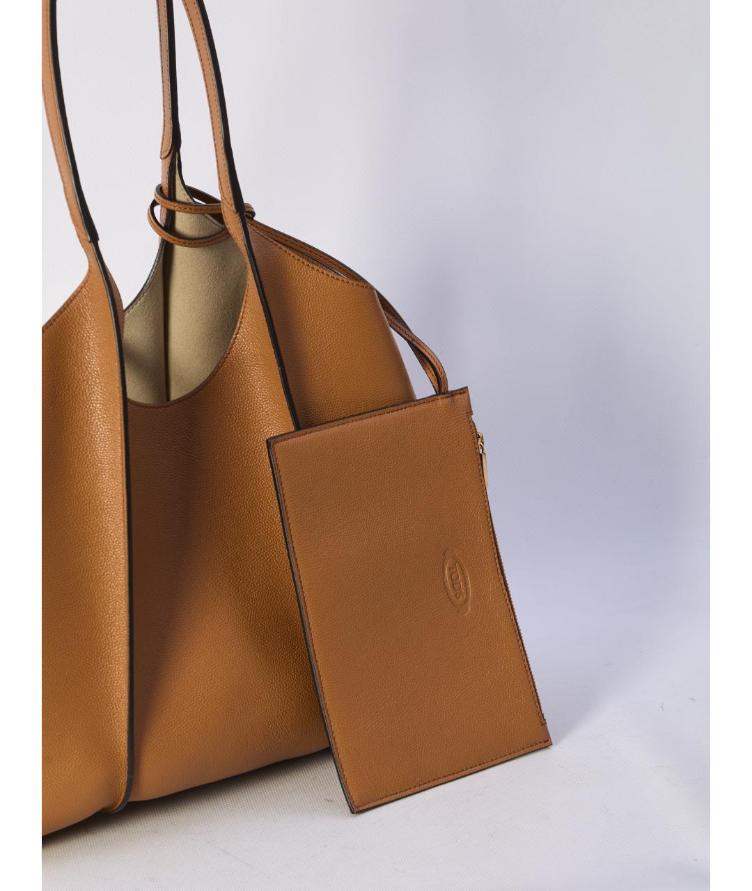 TOD'S Коричневая кожаная сумка тоут, фото 5