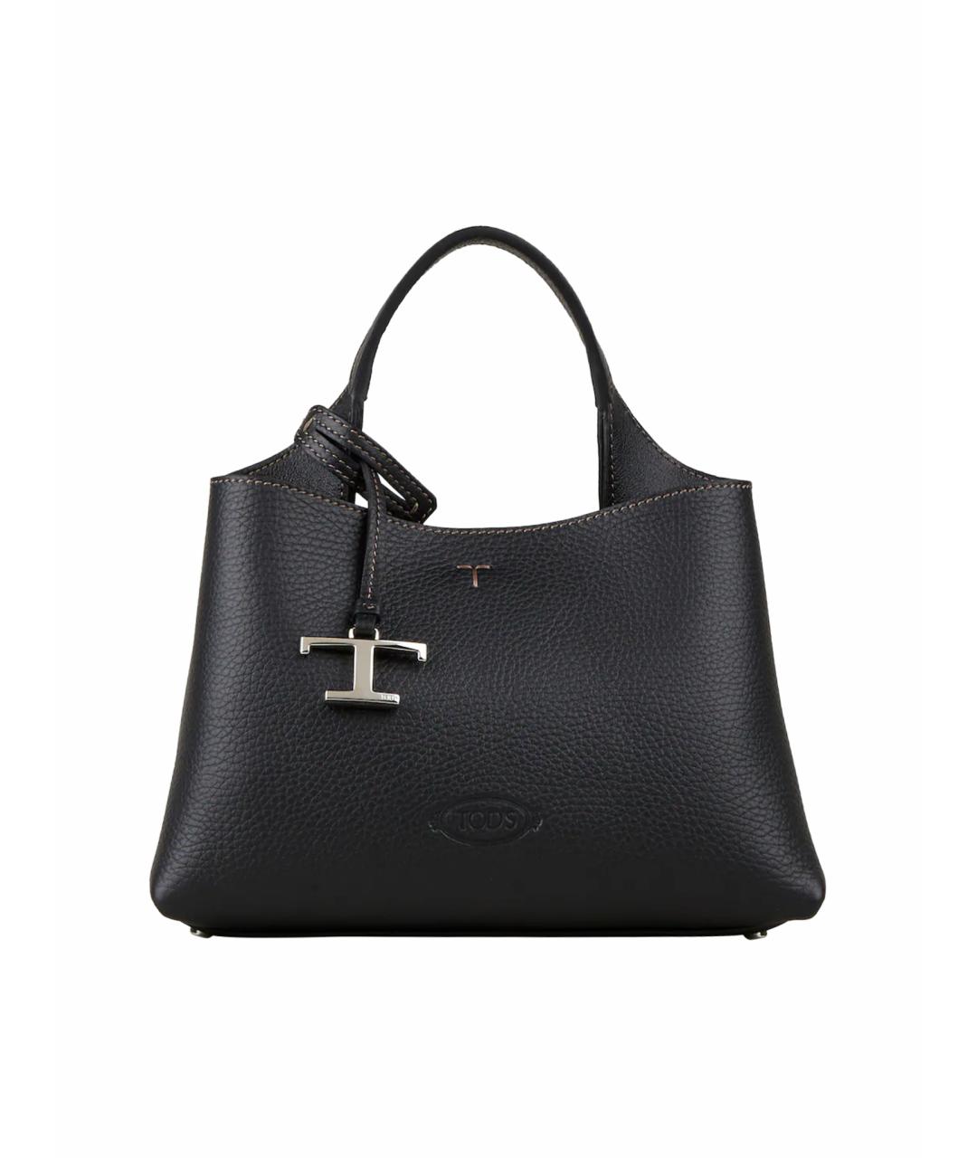 TOD'S Черная кожаная сумка тоут, фото 1