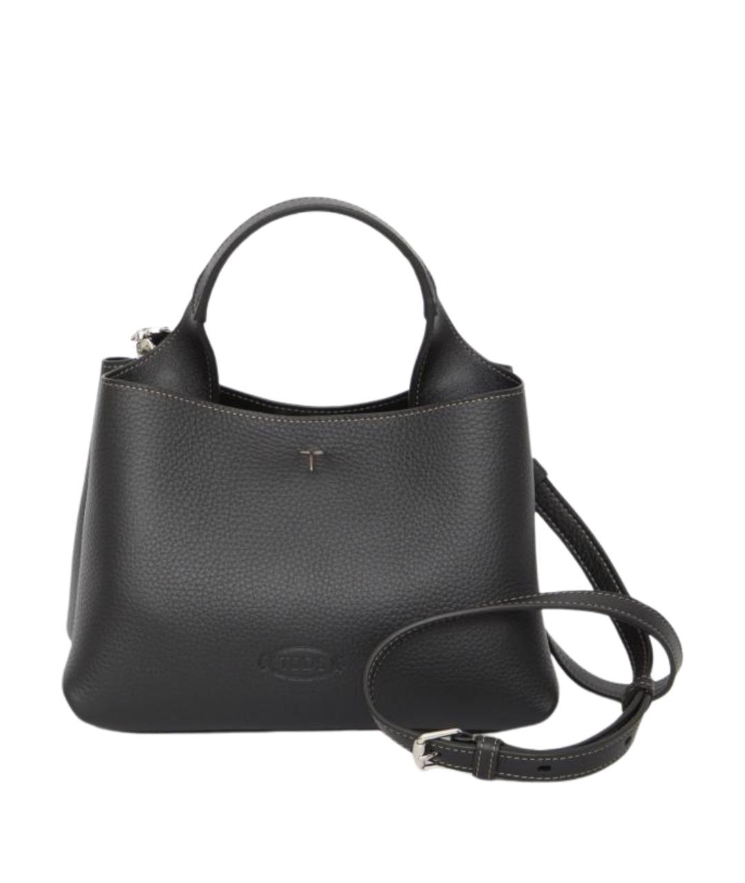 TOD'S Черная кожаная сумка тоут, фото 2