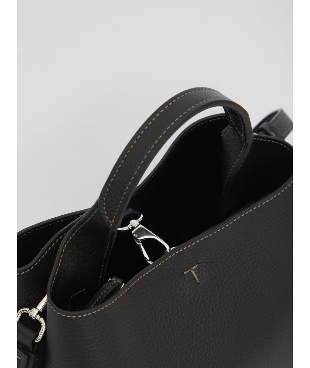 TOD'S Черная кожаная сумка тоут, фото 5