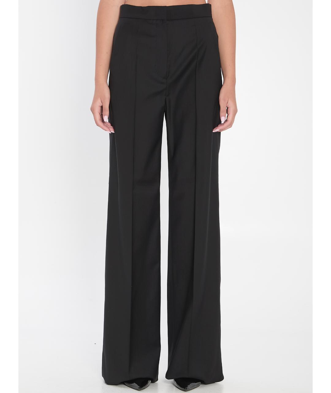 MAX MARA Черные шерстяные прямые брюки, фото 2