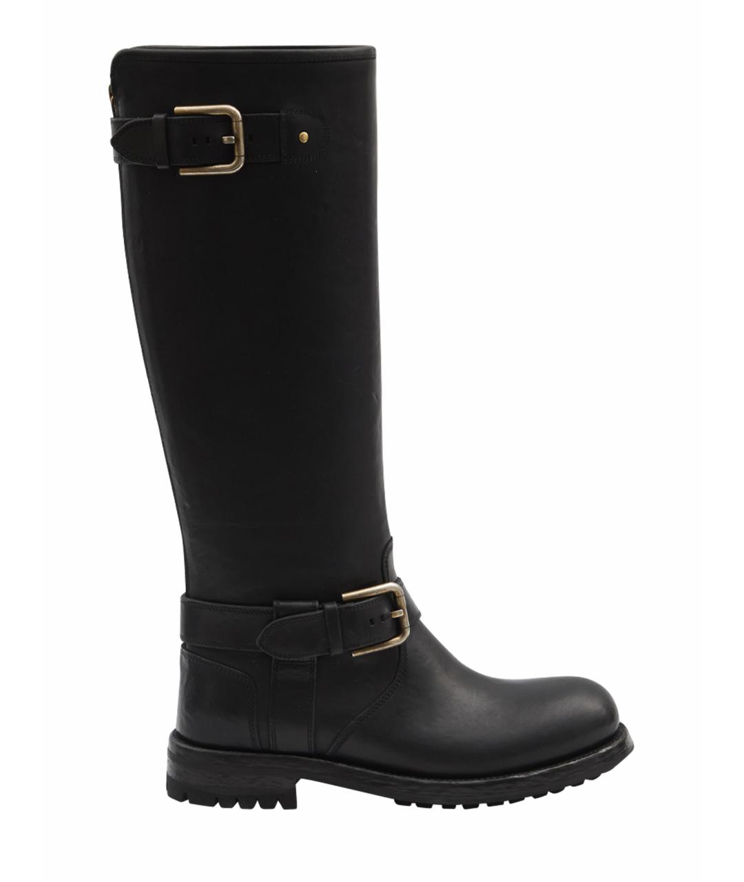 DOLCE&GABBANA Черные кожаные сапоги, фото 1