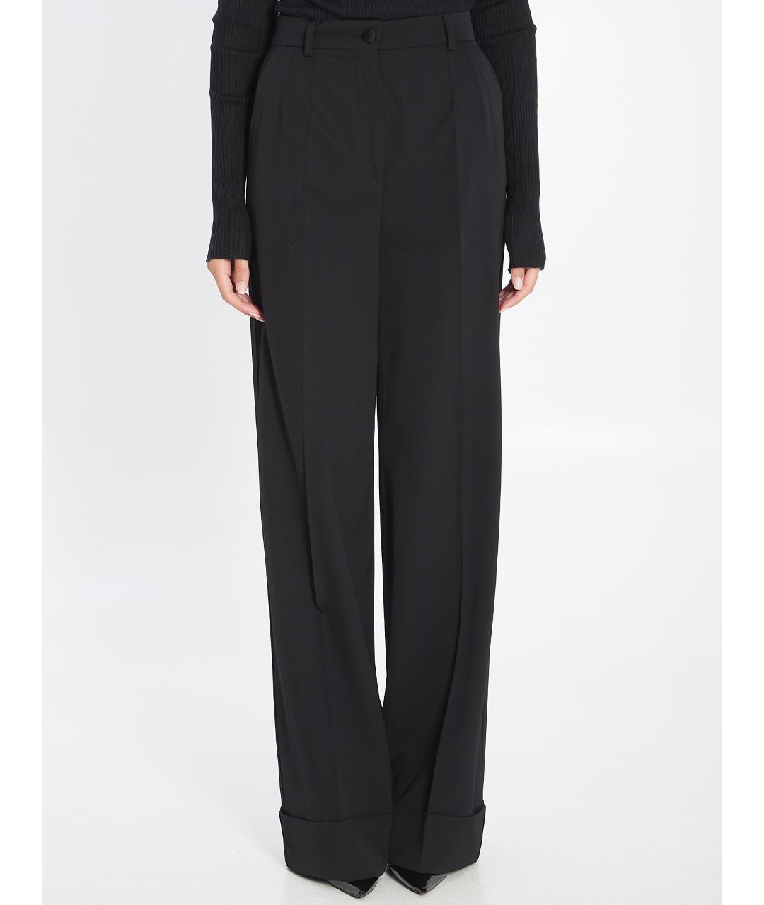 DOLCE&GABBANA Черные шерстяные прямые брюки, фото 2