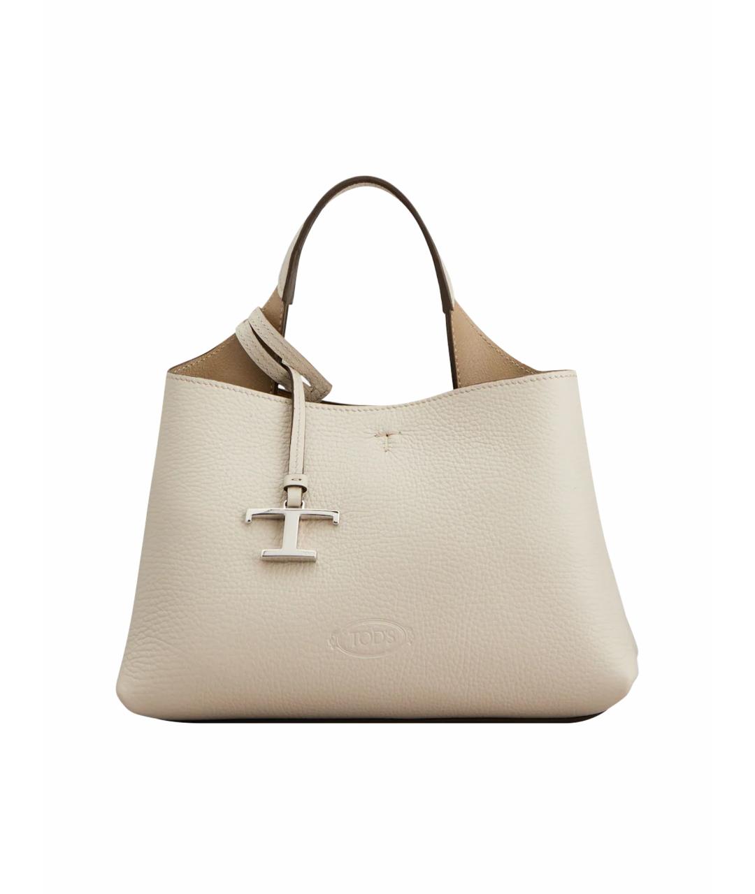 TOD'S Белая кожаная сумка тоут, фото 1