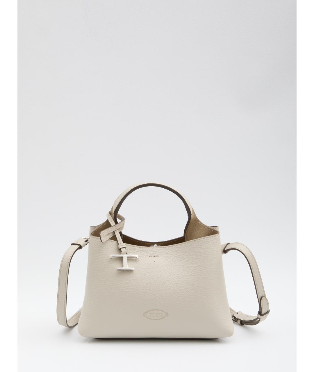 TOD'S Белая кожаная сумка тоут, фото 2