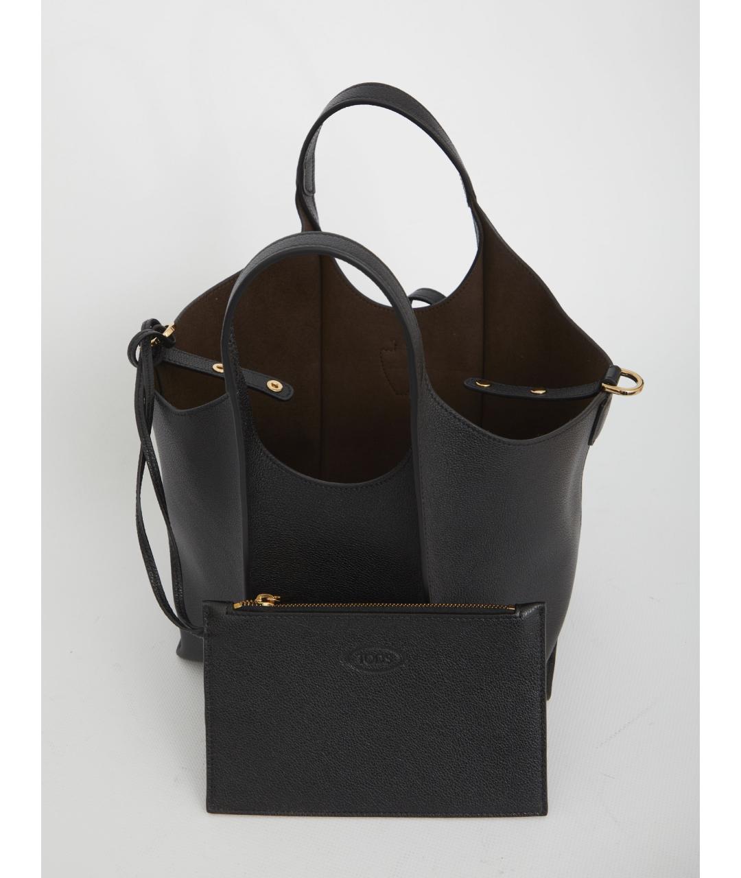 TOD'S Черная кожаная сумка тоут, фото 5